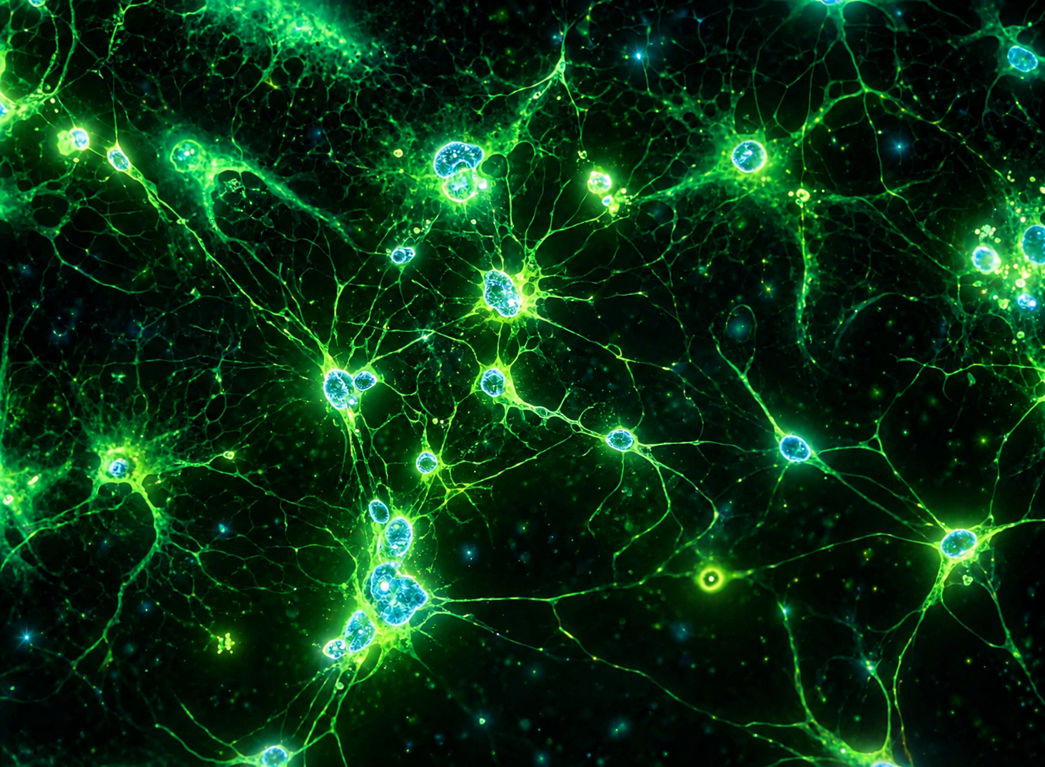 Immunofluorescence microscopy image of stem cell-derived neuronal cells